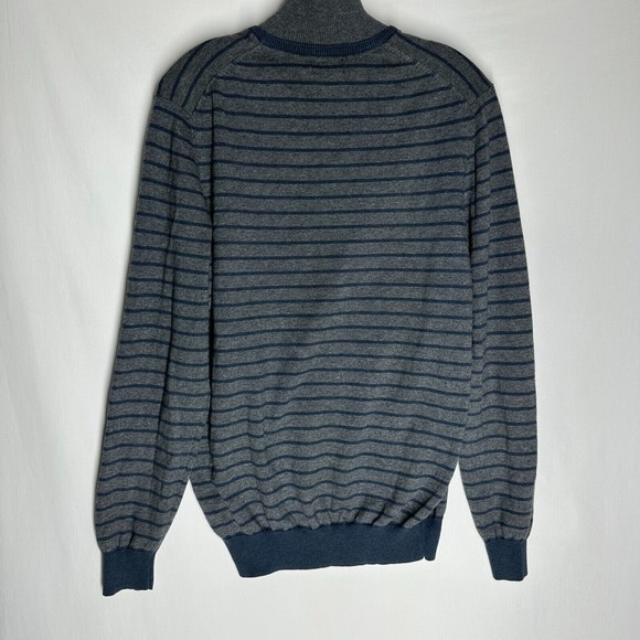 Massimo Dutti Men's Cotton Cashmere Blend Sweater Size L (40) Gray Blue Striped - Picture 2 of 8